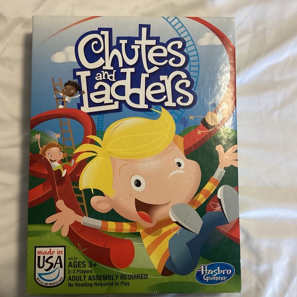 Hasbro Chutes and Ladders Game - Red, Yellow, Blue Fun